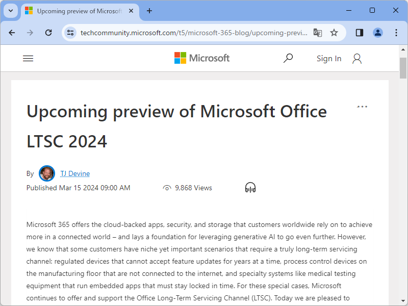 「Microsoft Community Hub」におけるアナウンス