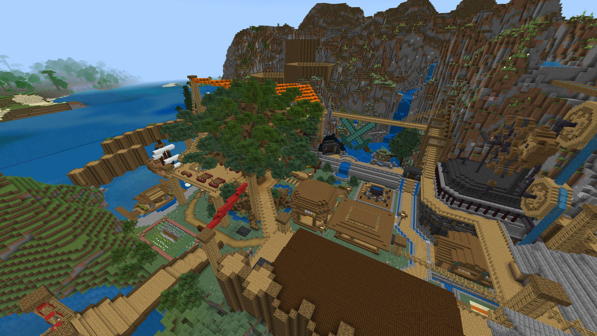 武器や防具、スキルを手に入れられる「ズボラ商店街」。プレイヤーたちの交易の中心地となる