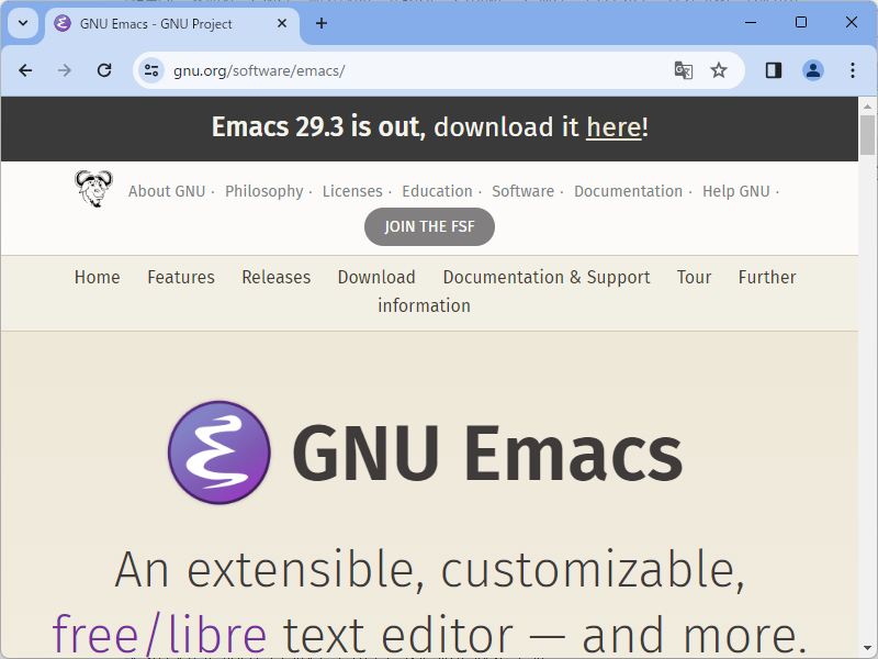 「GNU Emacs 29.3」が公開