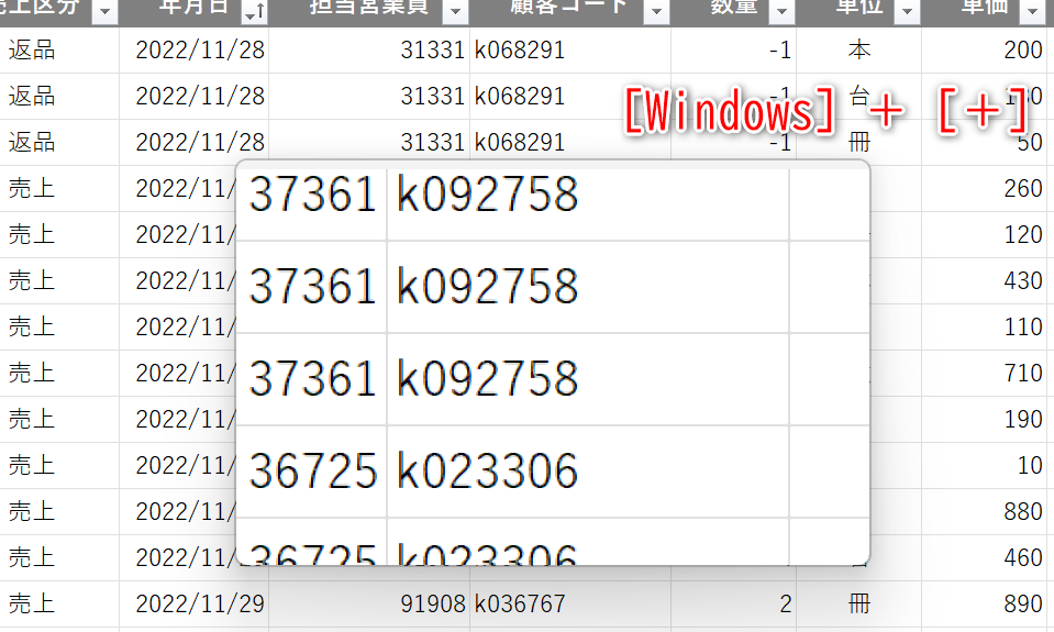 「拡大鏡」を使えば一部分の表示を見やすくできるが………