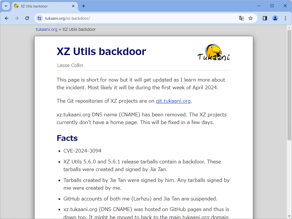 「XZ Utils」にバックドア
