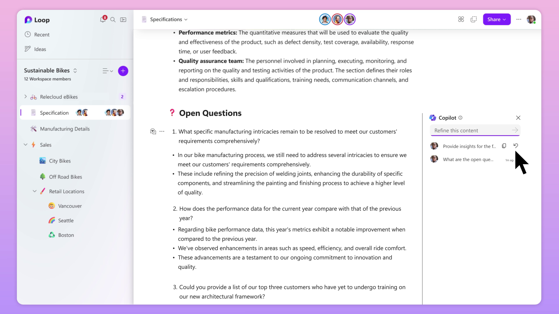 Copilot in Loopではより関連性の高い出力が得られるように