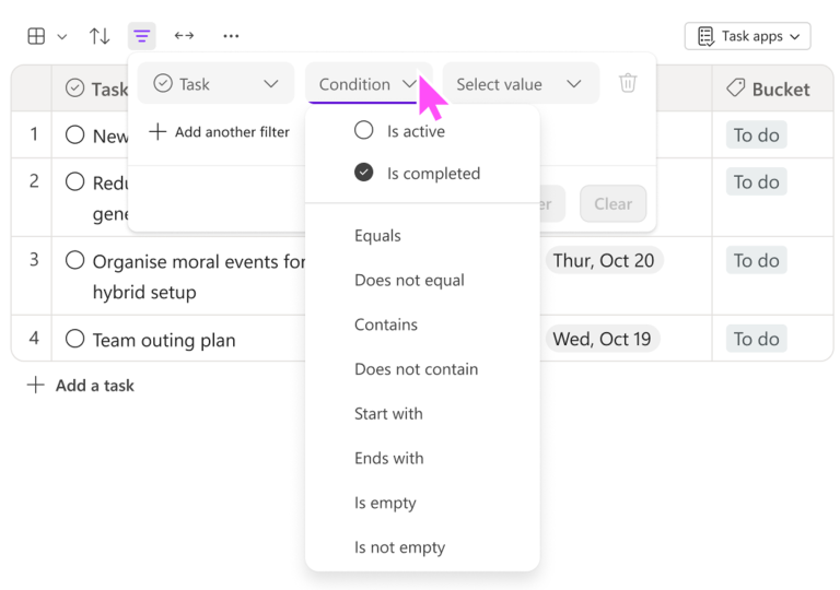 タスクのステータスに絞り込みも可能になる予定