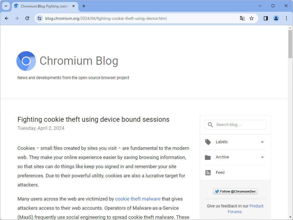 公式ブログ「Chromium Blog」