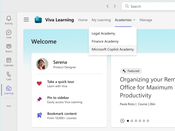 「Viva Learning」のTeamsアプリやWebアプリからアクセス