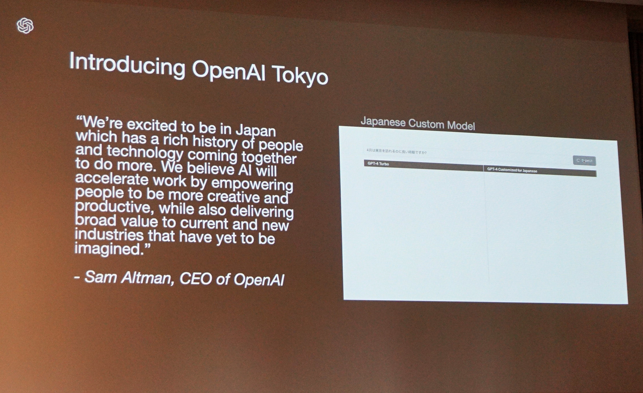 GPT-4 Customized for Japanese