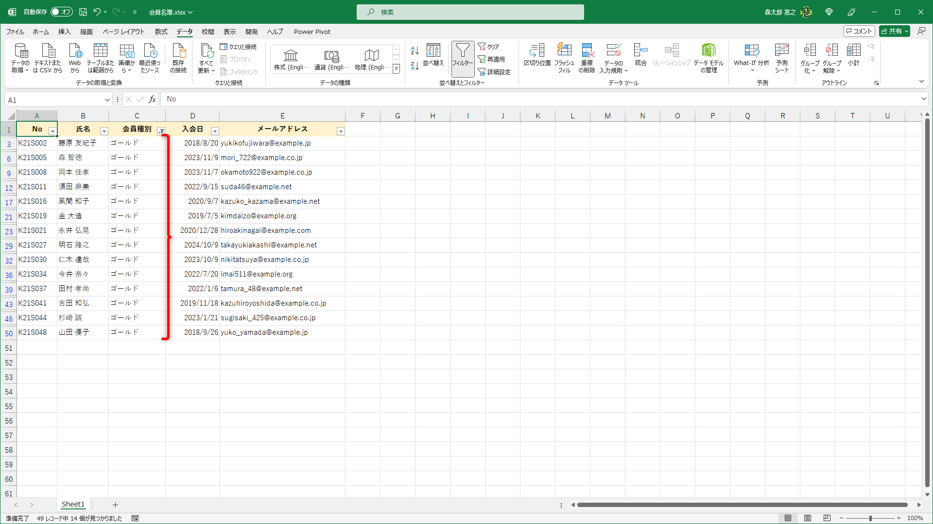 データを正しく抽出できました