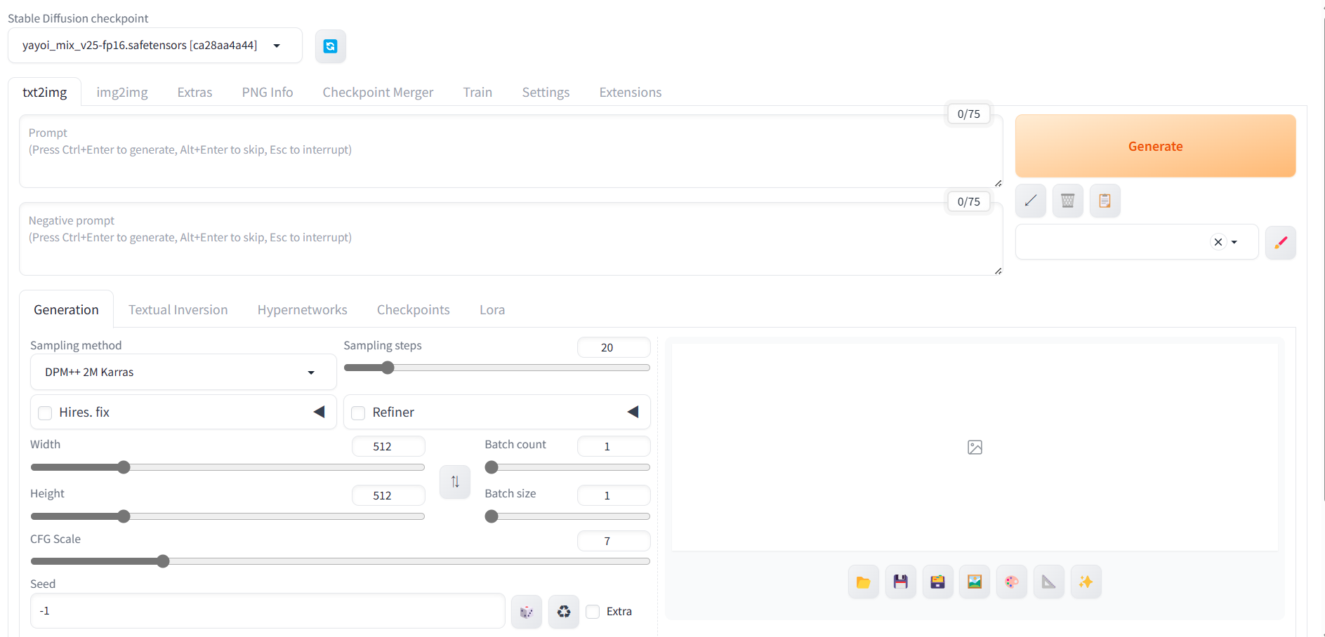 「A1111」のWeb UI