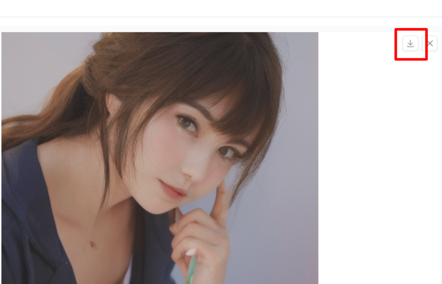 下向き矢印のアイコンで画像をダウンロードできる