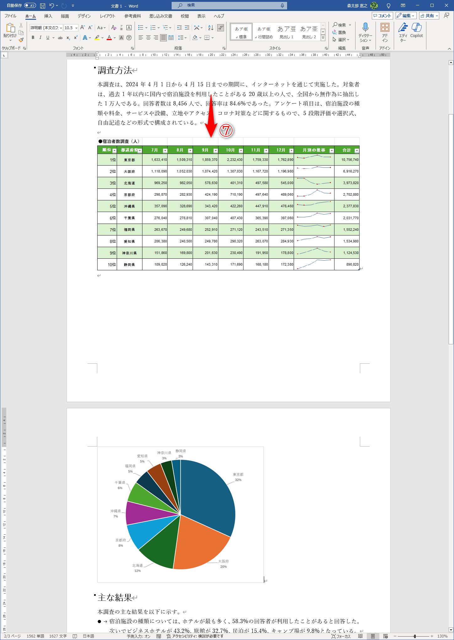 空白のセルを囲むグリッド罫線（⑦）が気になります