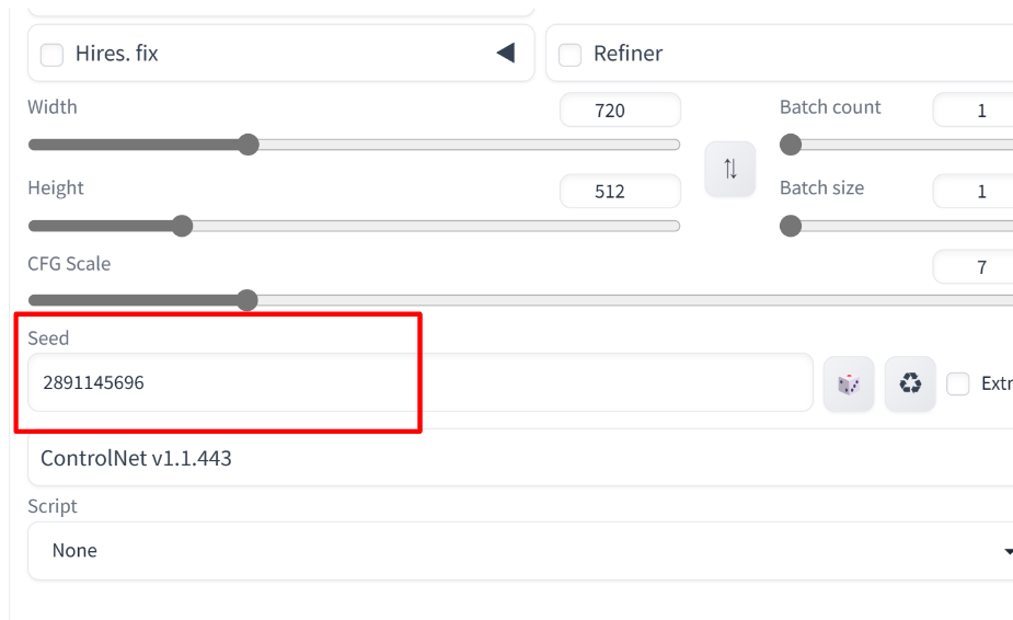 ［Seed］欄に固定の値を入力する