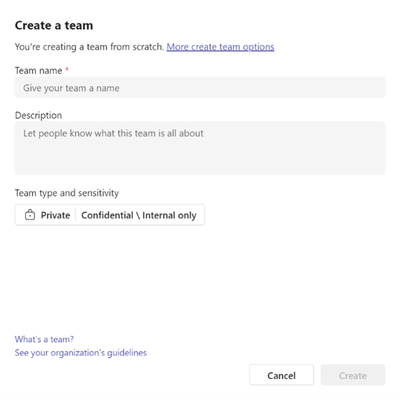 チームやチャネルを簡単に作成
