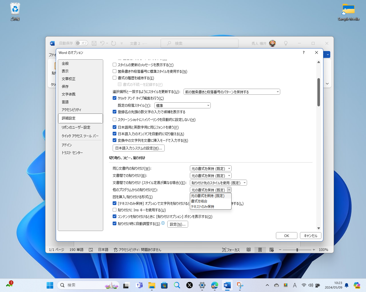 既定のオプションはカスタマイズも可能