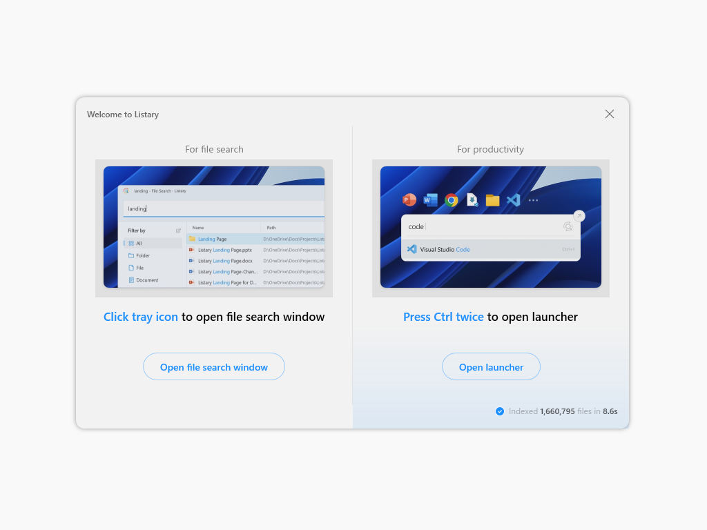 ランチャーモードとリストビューモードを備えた高速ファイル検索ソフト「Listary」