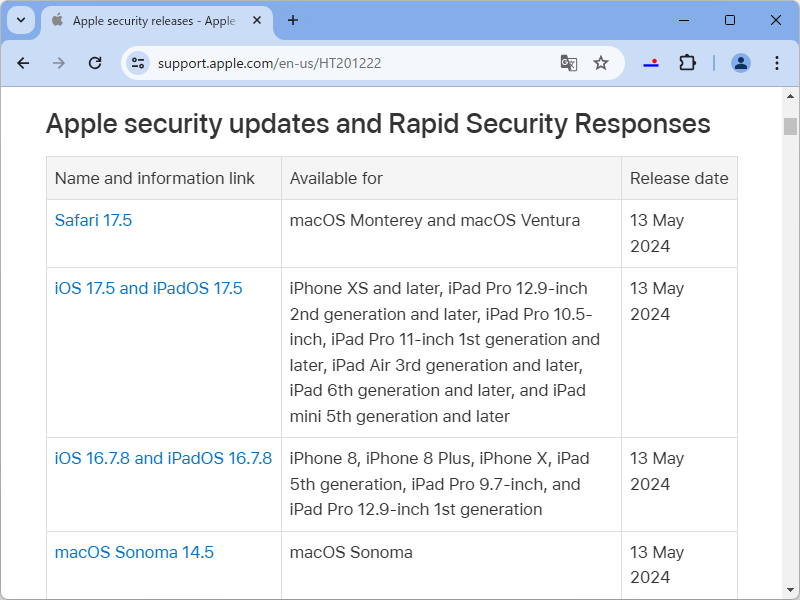 Apple、「iOS 16.7.8」などを公開