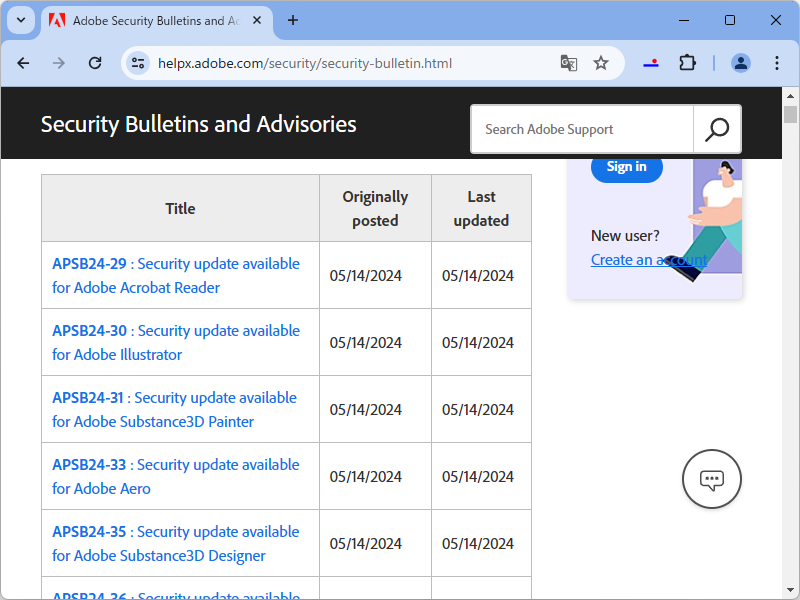 同社のセキュリティ情報ページ