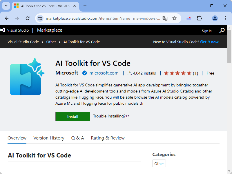 「AI Toolkit for Visual Studio Code」拡張機能