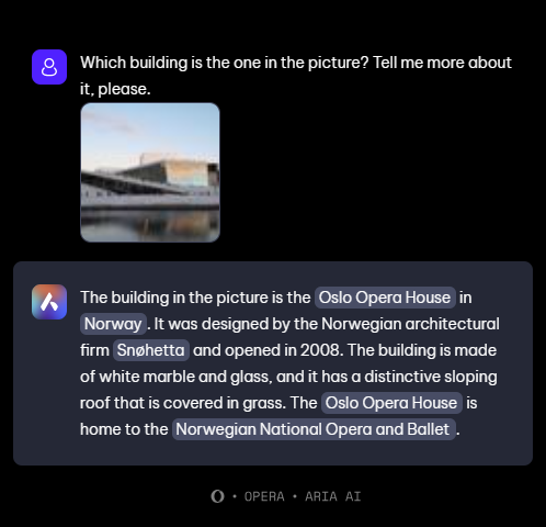 「Aria」へ写真を送って被写体や撮影場所を調べる