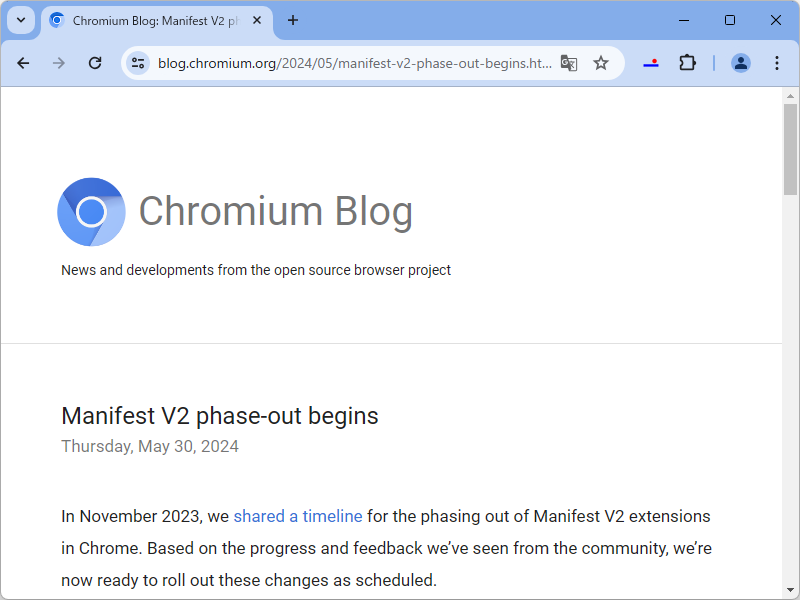 「Chromium Blog」における発表