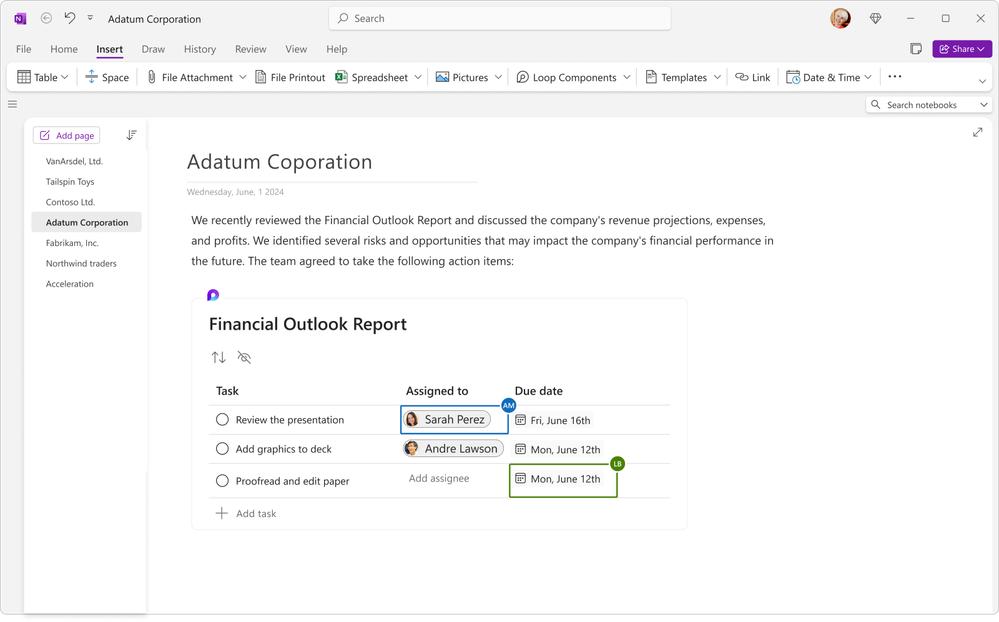 「OneNote」が「Loop」コンポーネントに正式対応