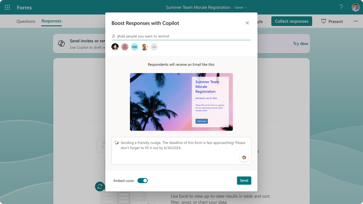 フォームのリマインダーメール