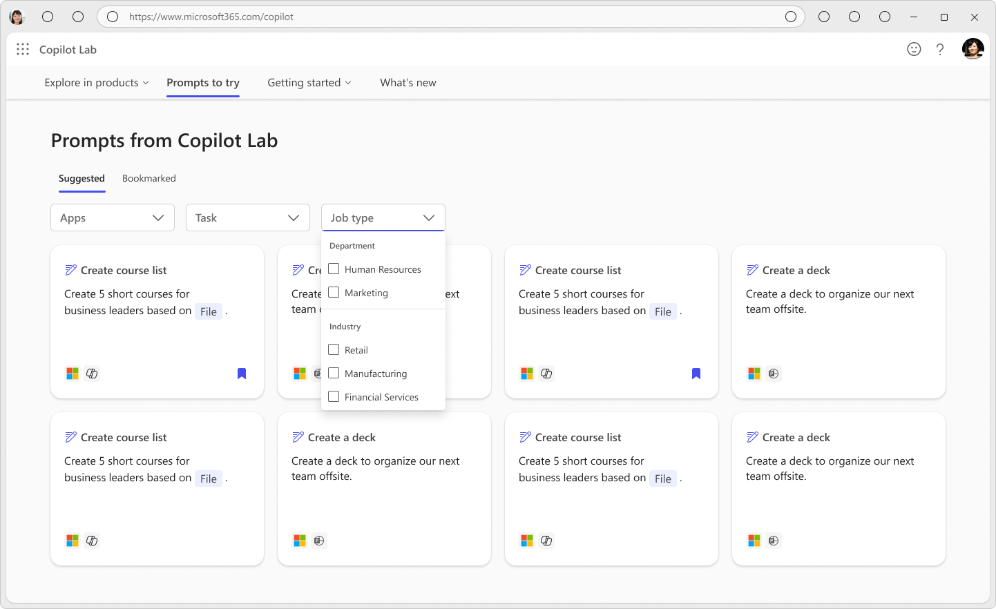 業界・業種別のプロンプトを利用できる