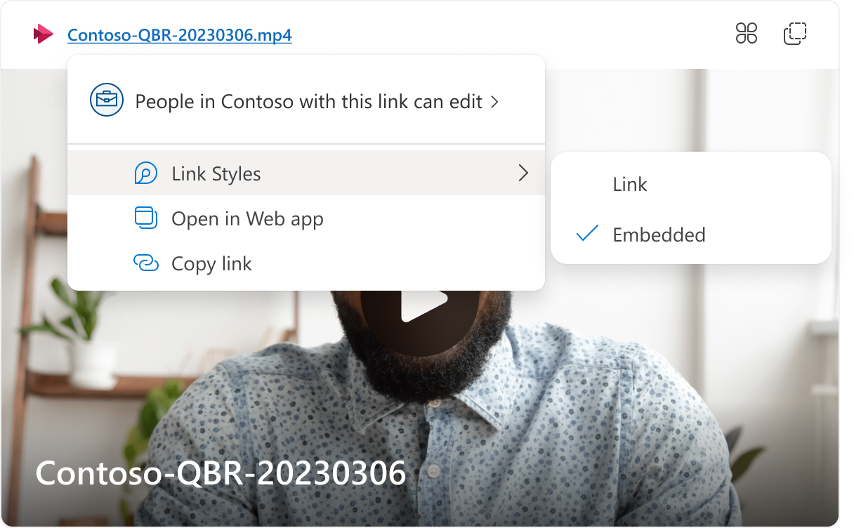 再生画面を右クリックして、リンク表示に変更できる
