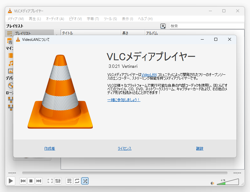 「VLC media player 3.0.21」