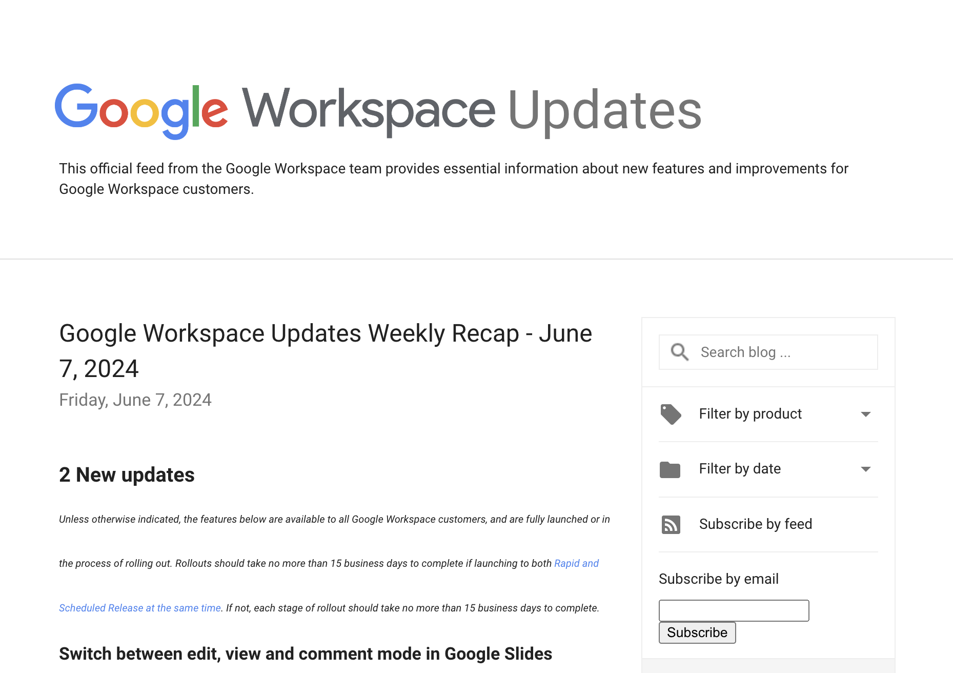 「Google Workspace」6月2日週のアップデート情報