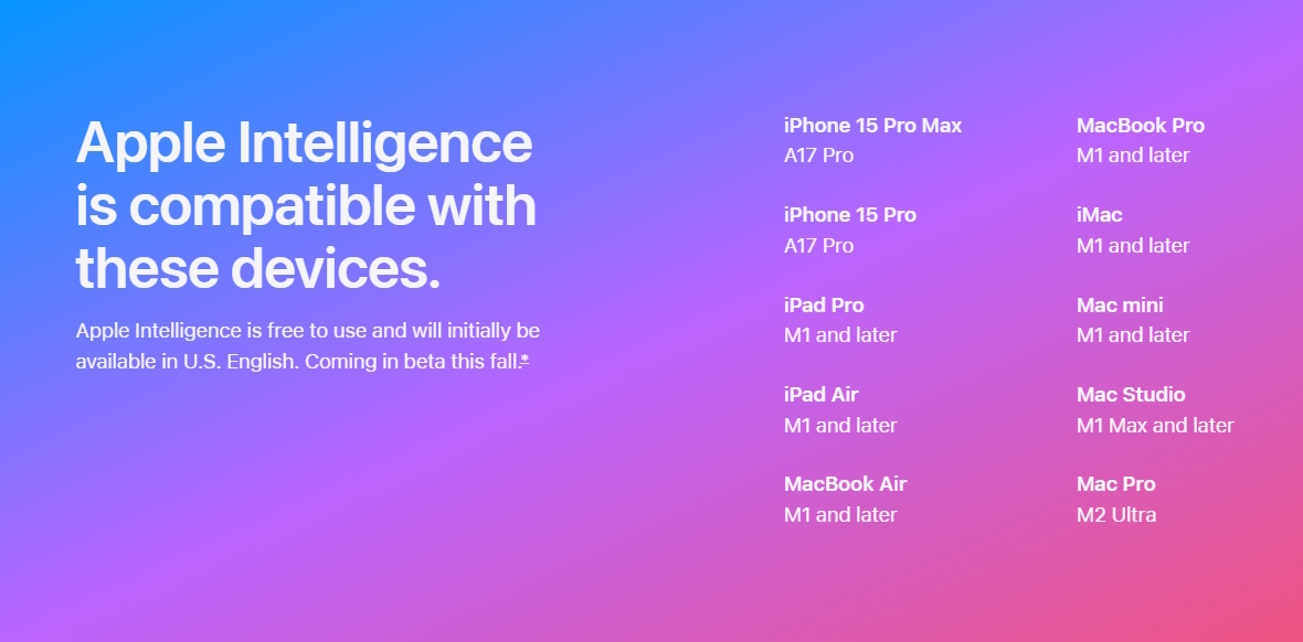 「Apple Intelligence」対応デバイス