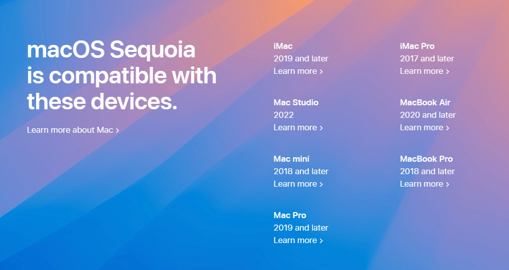 「macOS Sequoia」の対応デバイス
