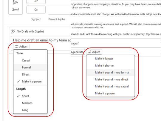 トーン（語調）を整えたり、文章を長くしたり、ポエムにしたりといったAI支援が受けられる