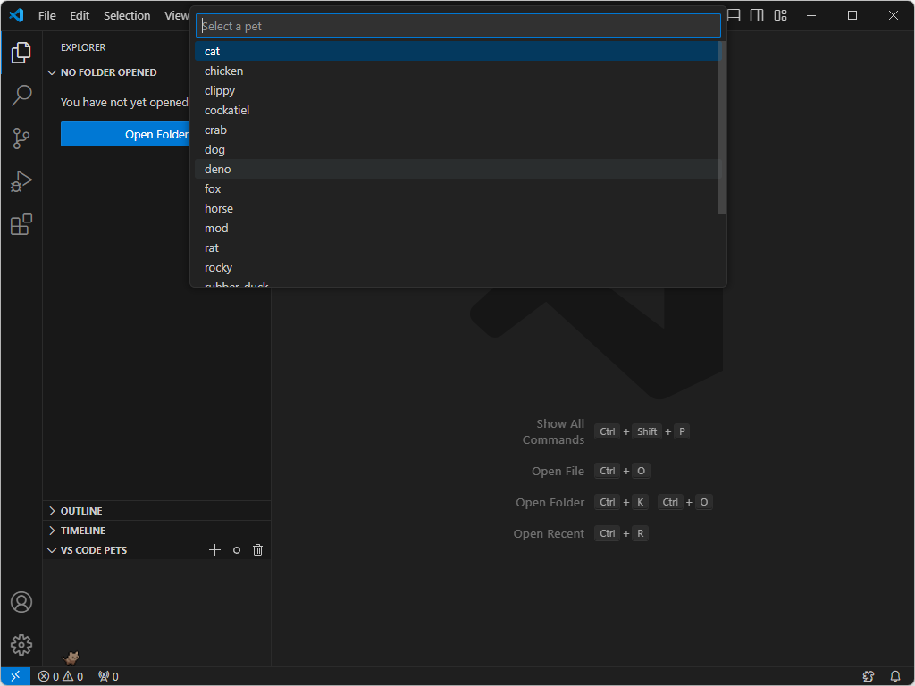 コマンドパレットでスポーンさせるペットを選ぶ。ペットによっては色が選べるほか、名前を付けることも
