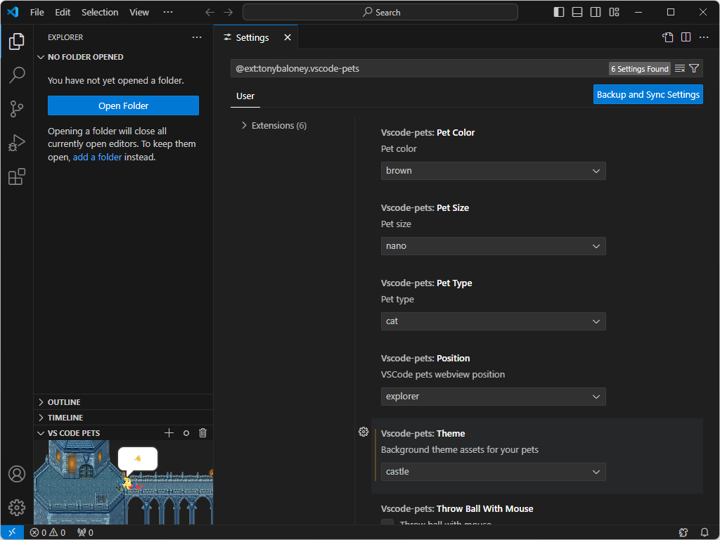 設定画面でいくつかの要素をカスタマイズできる
