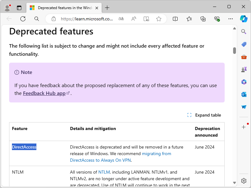 公式サポートページにおけるアナウンス