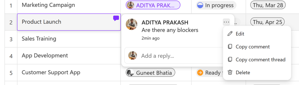［…］から［編集］や［削除］を選択