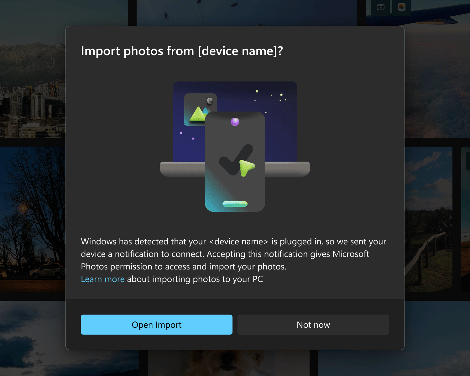メディアをインポートするダイアログ