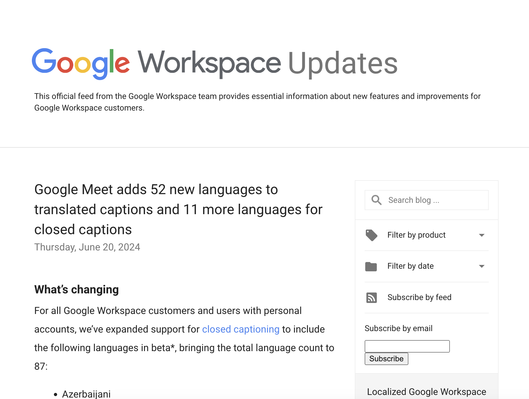 「Google Meet」、翻訳字幕機能に52の言語を追加
