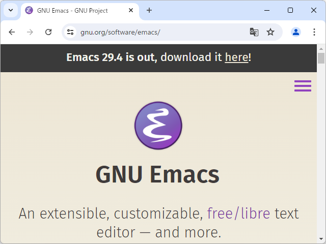 「GNU Emacs 29.4」が公開