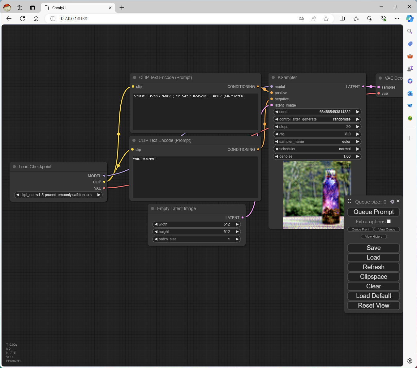 「ComfyUI」でも画像生成に成功。しかし1枚に10分以上かかってしまった