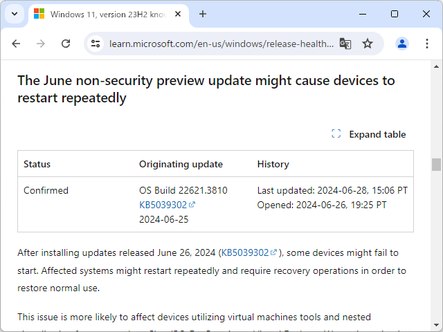 問題多発の「KB5039302」、配信が再開