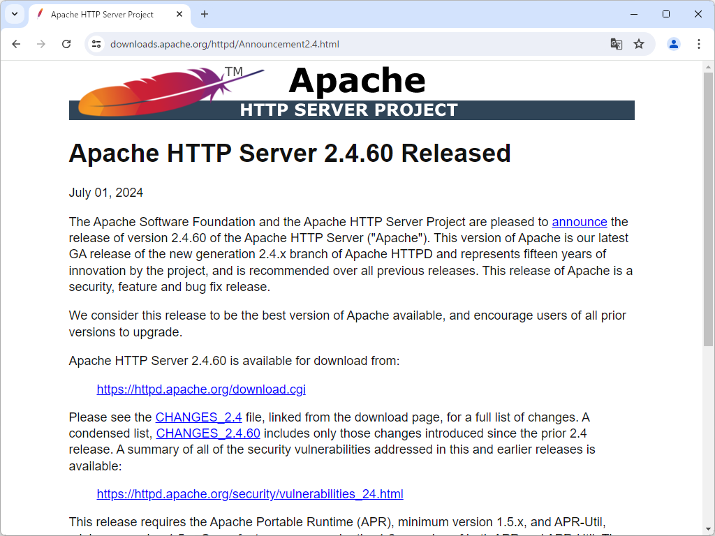 The Apache Software Foundationのリリースページ