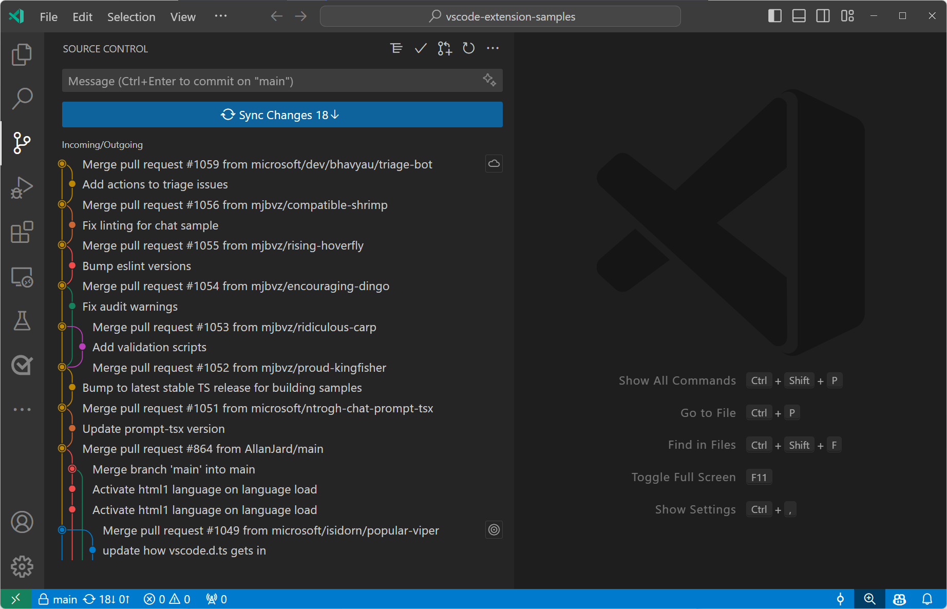 ソースコントロールビューで変更を視覚化