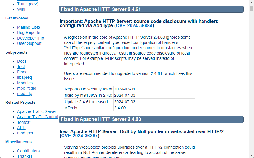 The Apache Software Foundation、「Apache HTTP Server 2.4.61」を公開