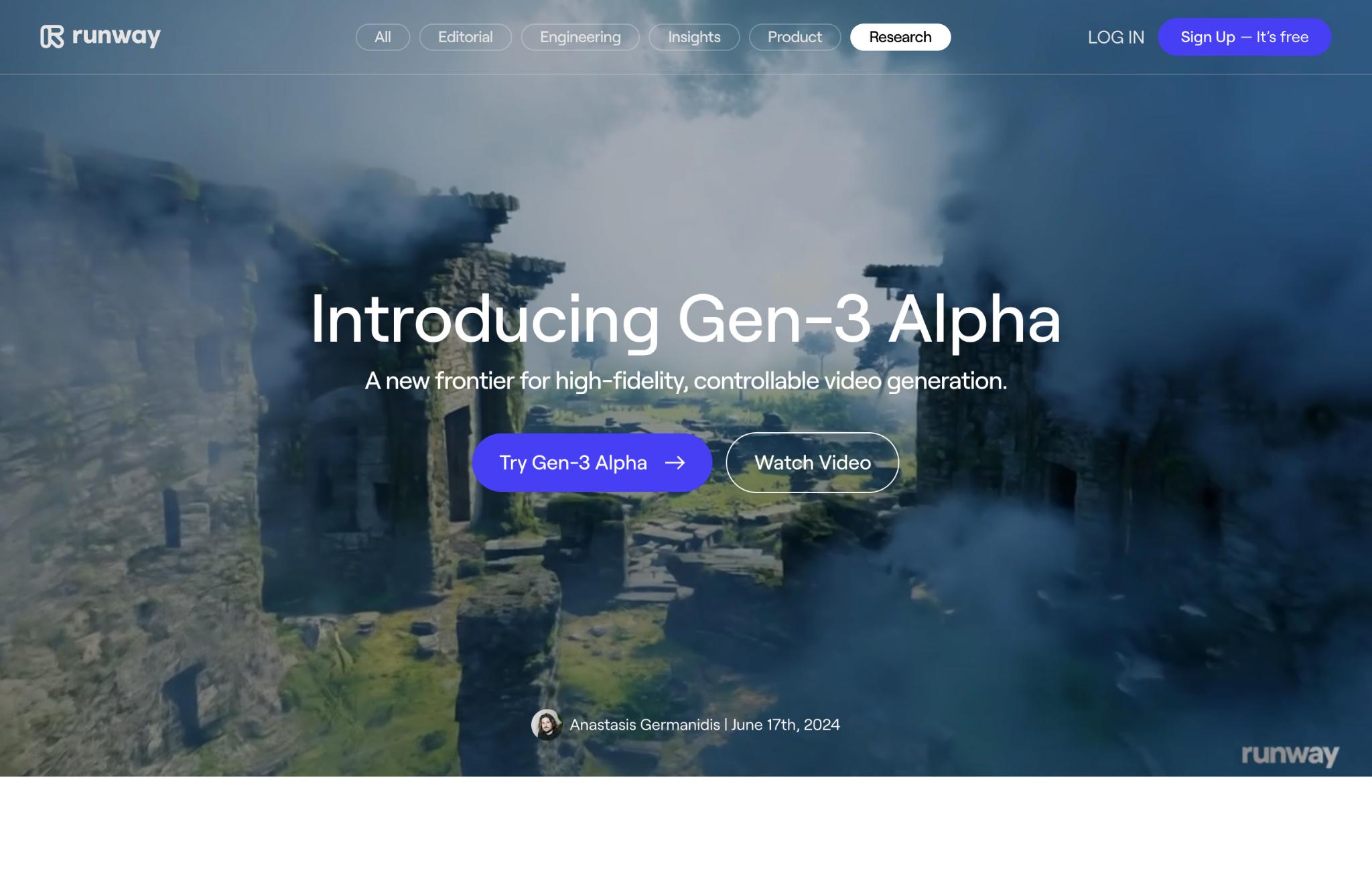Runway AI、高品質な動画生成AI「Gen-3 Alpha」を一般公開