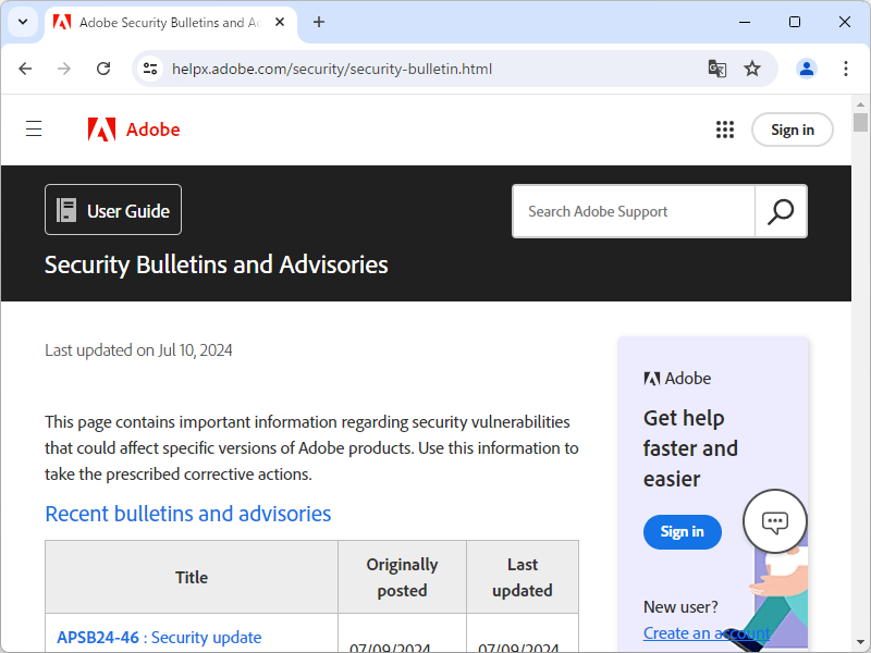 同社のセキュリティ情報ページ