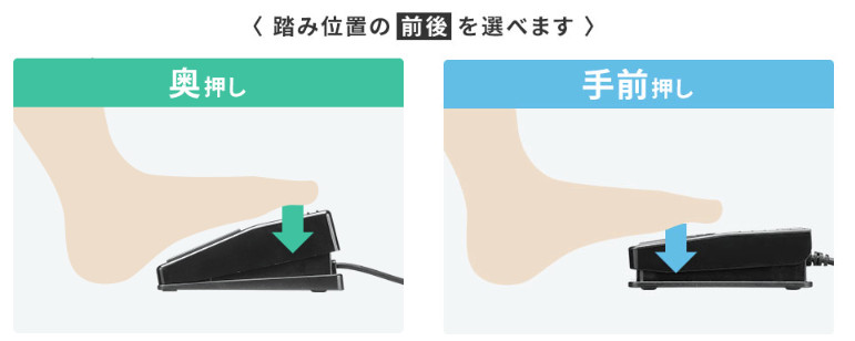踏み位置の前後を選べる