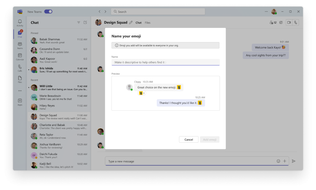 リアクションに利用した様子をプレビューしたり、はわかりやすい名前を付けることも