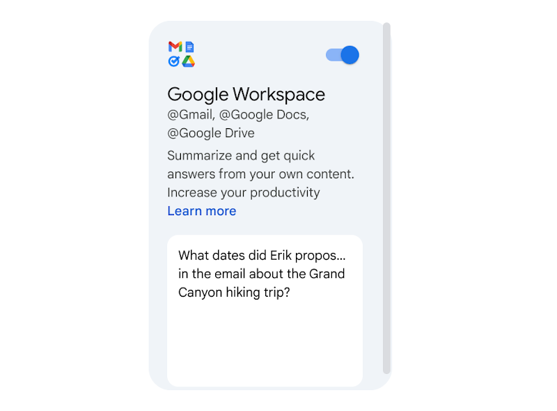 「Gemini」向けの「Google Workspace」拡張機能