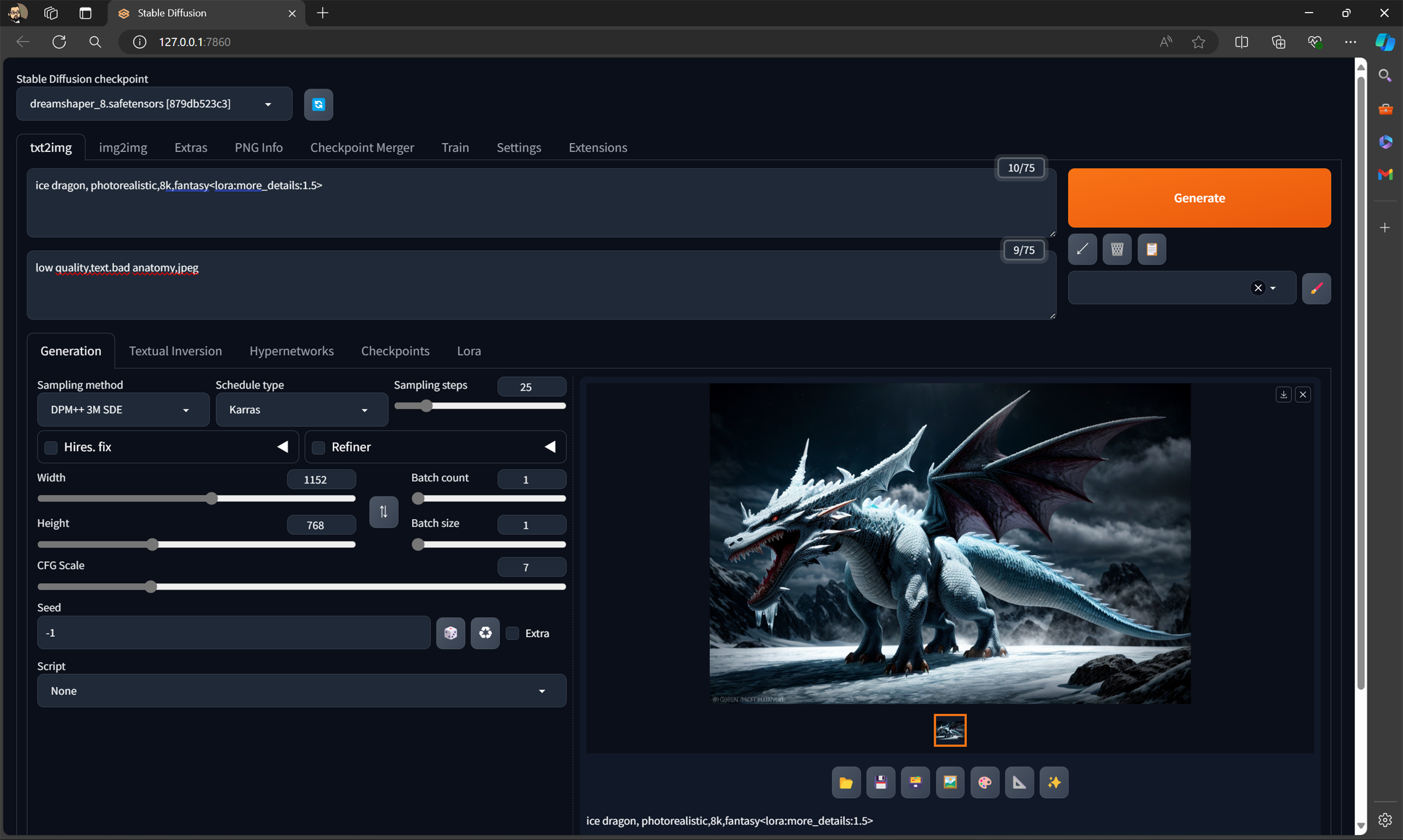 「LoRA」を使って画像を生成できる。